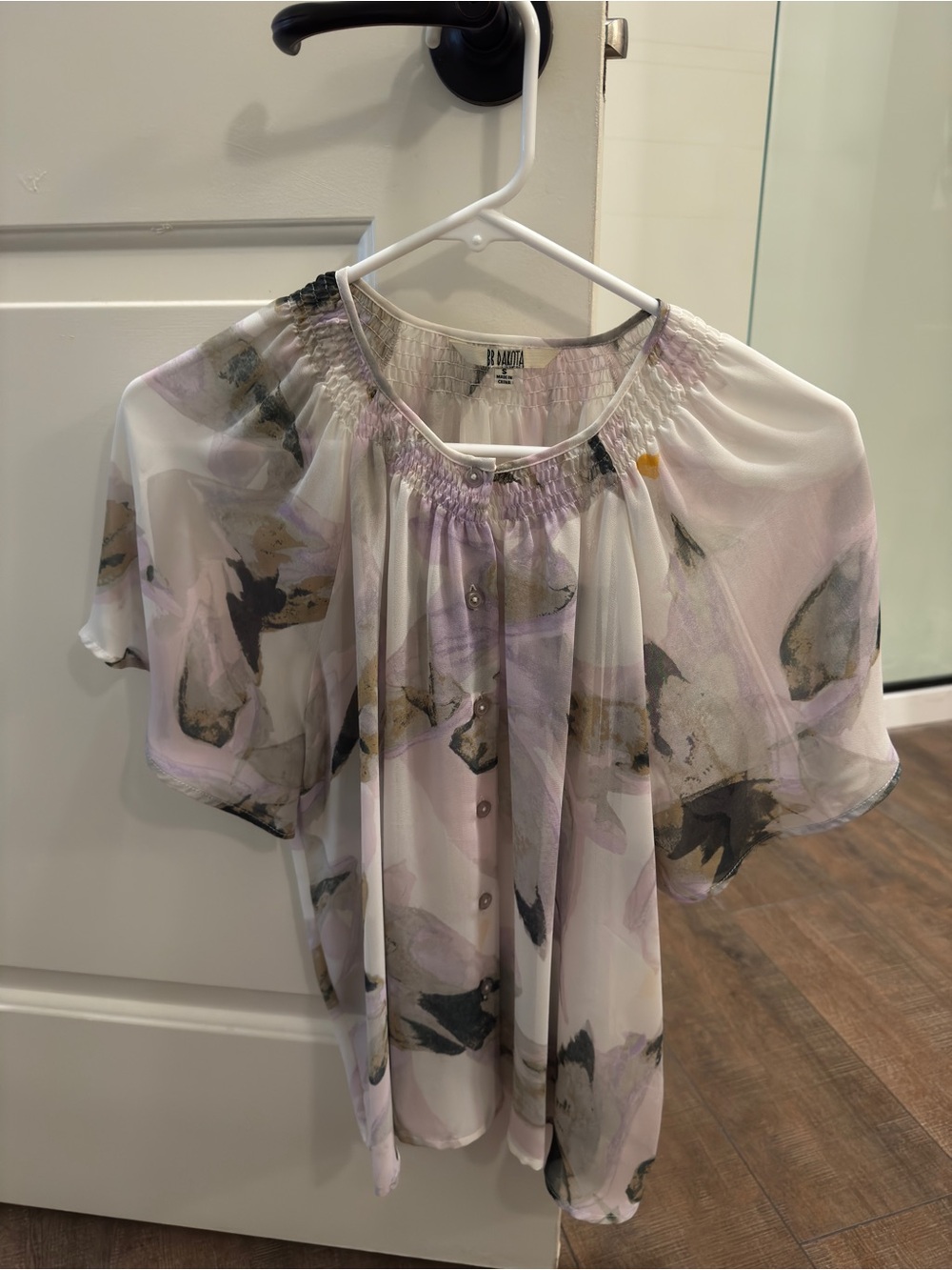 BB Dakota Sheer Floral Blouse in Lavender and Cream